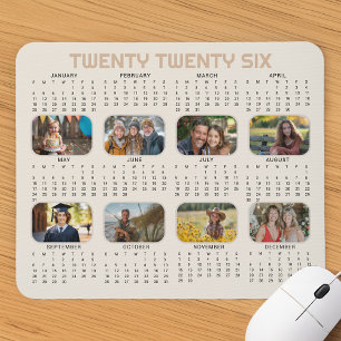 Photo Calendar 2026 Full Year Beige Mousepad