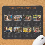 Photo Calendar 2026 Full Year Black Mousepad<br><div class="desc">2026 Photo Calendar with 8 pictures and full year calendar for Twenty Twenty Six.  Color palette of moody black and earthy brown - easy to edit in the design tool to suit your decor. Please see my personalized calendars collection for more designs.</div>