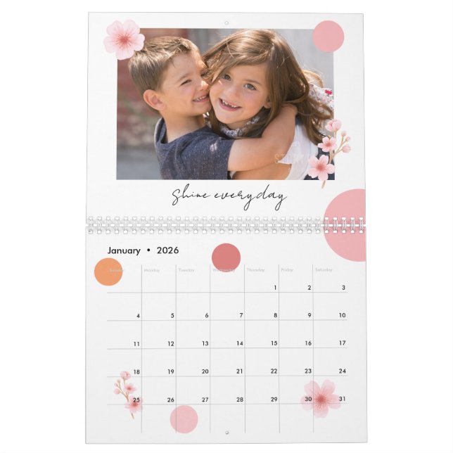 Photo Calendar 2026 Pretty Floral Motivational (Jan 2026)
