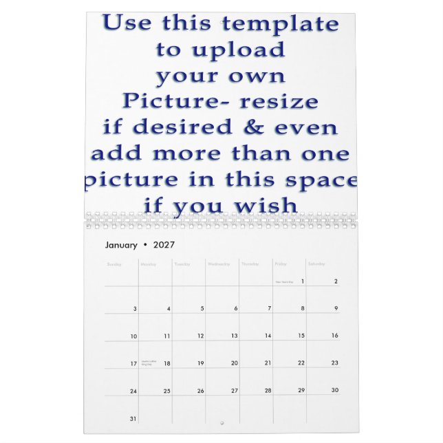 Photo Calendar do-it-yoursef- upload your pictures (Jan 2027)