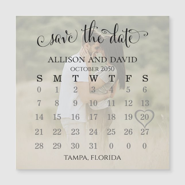Photo Calendar Heart Save the Date Wedding (Front)