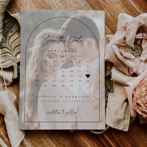 Photo Calendar Save The Date Wedding Arch Card