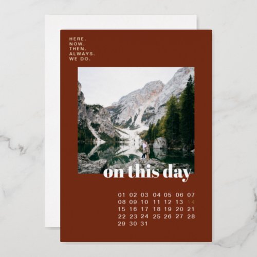 Photo  Calendar  Simple Typography Save the Date Foil Invitation