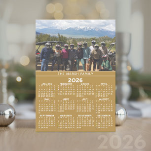 Photo Calendar Year - Gold Holiday Card