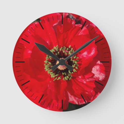 Photo California Red Poppy flower Round  Round Clock