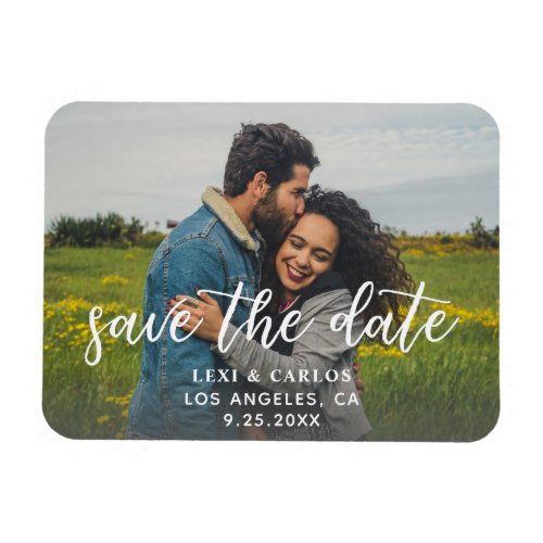 Photo  Calligraphy 1 Lighter Save the Date Horiz Magnet