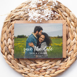 Photo & Calligraphy 2A Lighter Horiz Save the Date Invitation