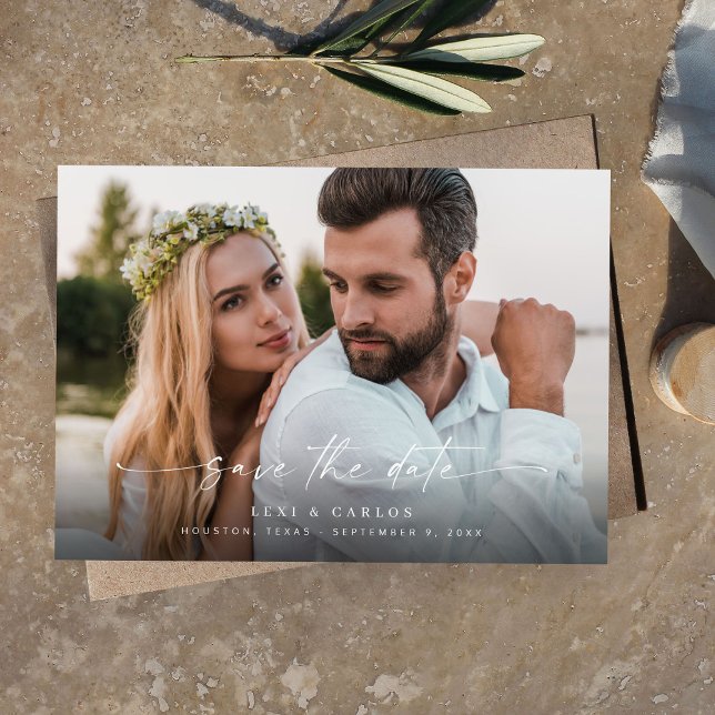 Photo & Calligraphy 3 Mod Horiz V2 Save the Date Invitation (Creator Uploaded)