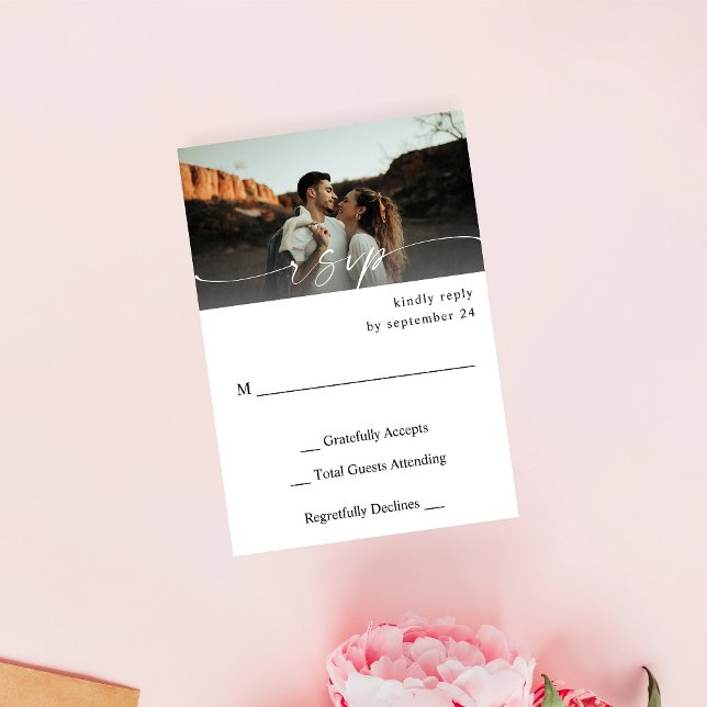 Photo & Calligraphy 3 Mod Horizontal no Meal RSVP Card (Creator Uploaded)