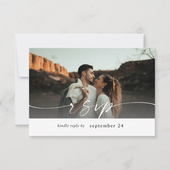 Photo & Calligraphy 3 Mod Horizontal w Meal RSVP  (Front)