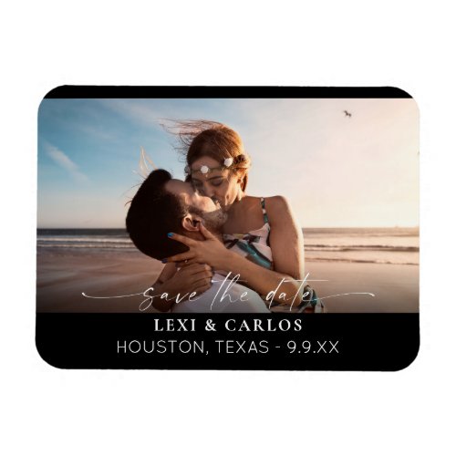 Photo  Calligraphy 3B Mod_w Dark Save the Date Magnet