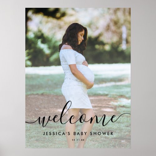 Photo Calligraphy Baby Shower Welcome Sign