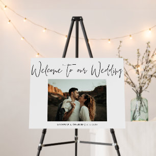 Photo Calligraphy Black White Wedding Welcome Foam Board