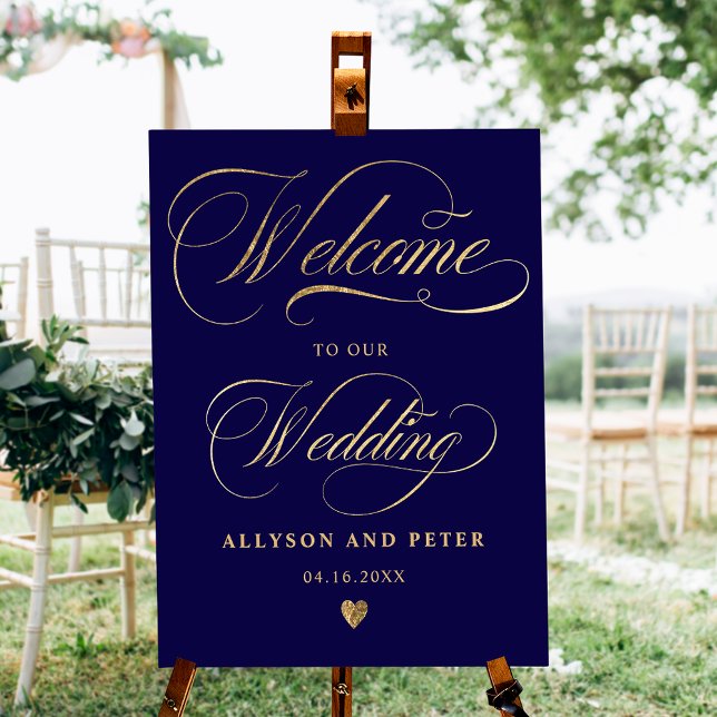 Photo calligraphy chic gold wedding welcome foam board (Creator Uploaded)