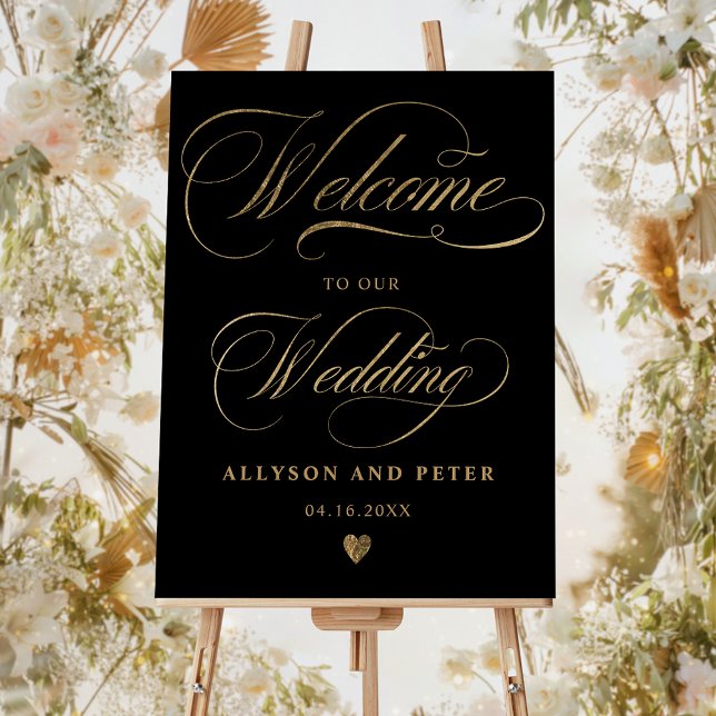 Photo calligraphy chic gold wedding welcome foam board (Creator Uploaded)
