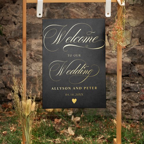 Photo calligraphy chic gold wedding welcome foil prints