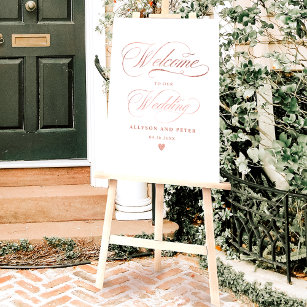 Photo calligraphy chic rose gold wedding welcome foam board