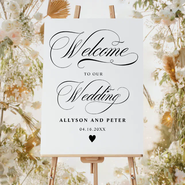 Photo Calligraphy Chic Script Wedding Welcome Foam Board Zazzle