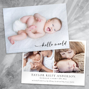Photo Calligraphy Hello World Birth Announcement
