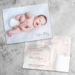 Photo Calligraphy Name Birth Stats New Baby Thank  Postcard<br><div class="desc">A modern new baby thank you card</div>