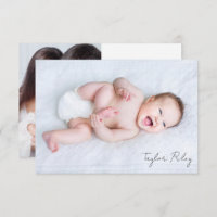 Photo Calligraphy Name Birth Stats New Baby Thank You Card