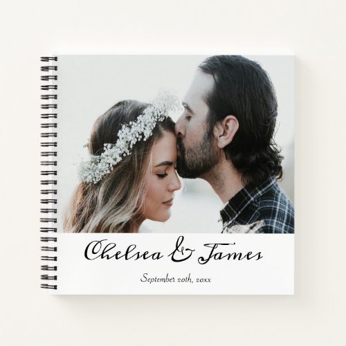 Photo Calligraphy Script Elegant Wedding Guest Notebook