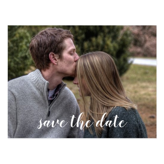 Photo Calligraphy Script Save The Date | Postcard
