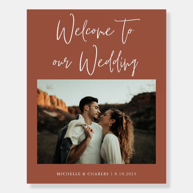 Photo Calligraphy Terracotta Wedding Welcome Foam  Foam Board (Front)