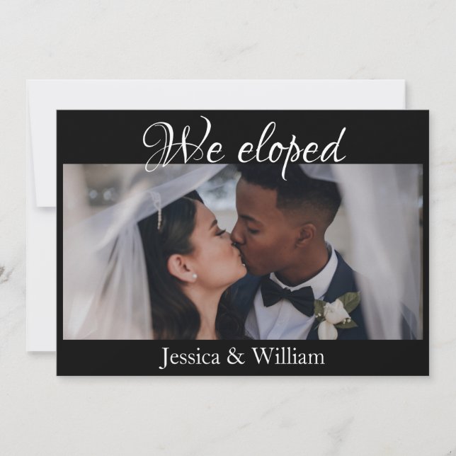  Photo Calligraphy We Eloped Wedding Announcement (Front)