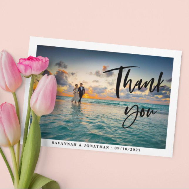 Photo Calligraphy Wedding  Thank You Card (Creator Uploaded)