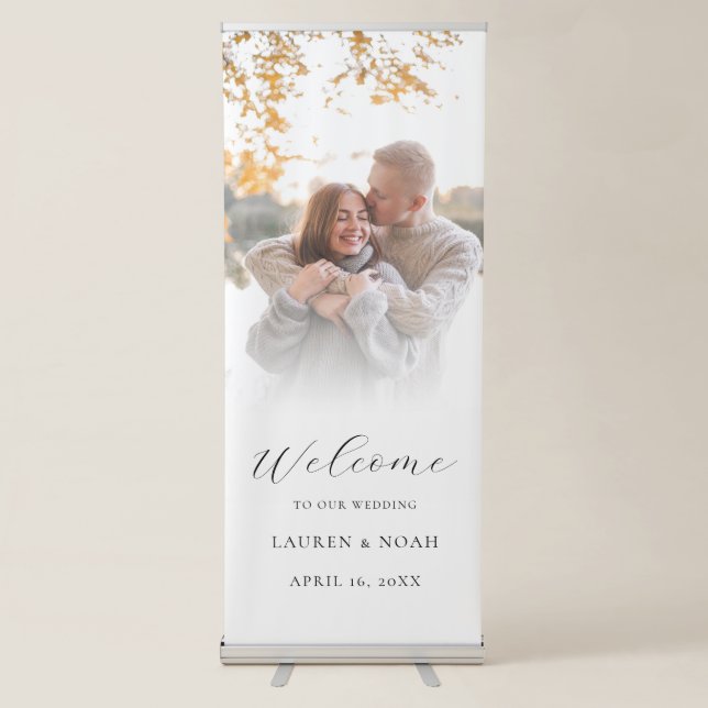Photo Calligraphy Welcome Wedding Retractable Banner (Front)