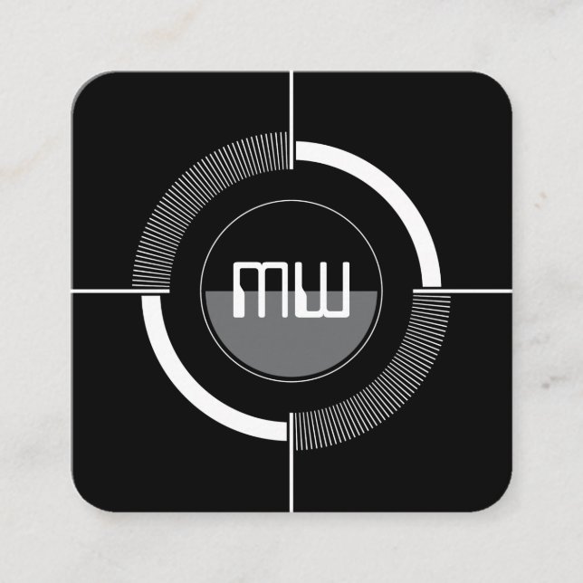 Photo camera aim white square business card (Front)