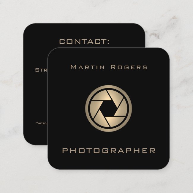 Photo camera lens artistic cover square business card