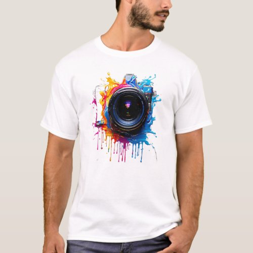Photo camera lens kaleidoscope of colors  T_Shirt
