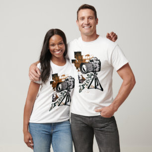 Photo camera on tripod artistic life orange design T-Shirt