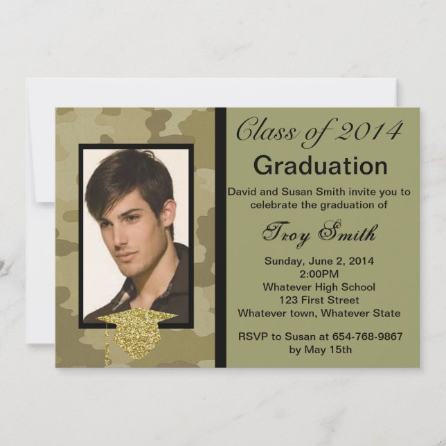 Photo Camouflage Graduation Invitation (Front)