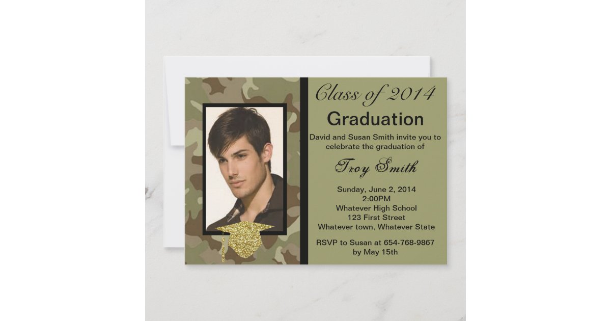 Photo Camouflage Graduation Invitation Zazzle