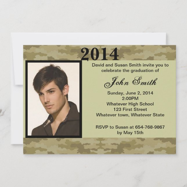 Photo Camouflage Graduation Invitation (Front)