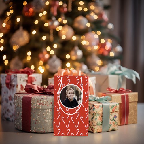 Photo Candy Cane Holiday Kids Small Gift Bag
