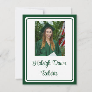Photo Cap & Diploma Green Graduation Invitation