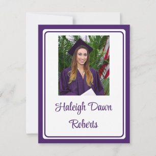 Photo Cap & Diploma Purple Graduation Invitation