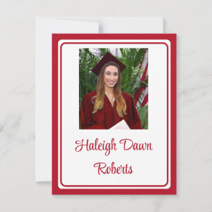 Photo Cap & Diploma Red Graduation Invitation