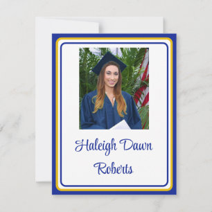 Photo Cap & Diploma Royal Blue & Gold Graduation Invitation