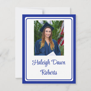 Photo Cap & Diploma Royal Blue Graduation Invitation