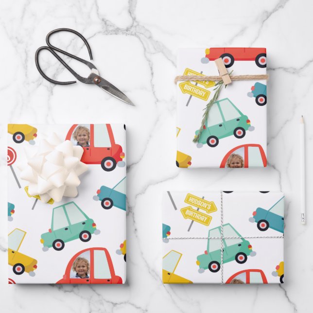 Photo Car Personalized Wrapping Paper Sheets (Front)
