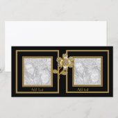 Photo Card Black Gold Flower Double Frame (Front/Back)