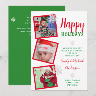 PHOTO CARD Happy Holidays 2022 Red Green