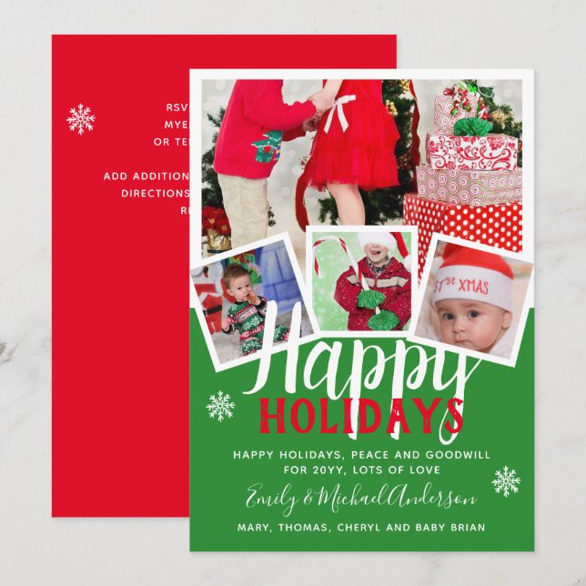 PHOTO CARD Happy Holidays 2022 Red Green (Front/Back)