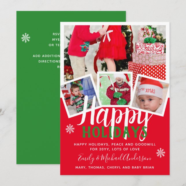 PHOTO CARD Happy Holidays 2022 Red Green (Front/Back)