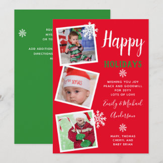 PHOTO CARD Happy Holidays 2022 Red Green